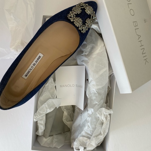 Manolo Blahnik Hangisi Denim Ballerina Flat - Picture 4 of 13